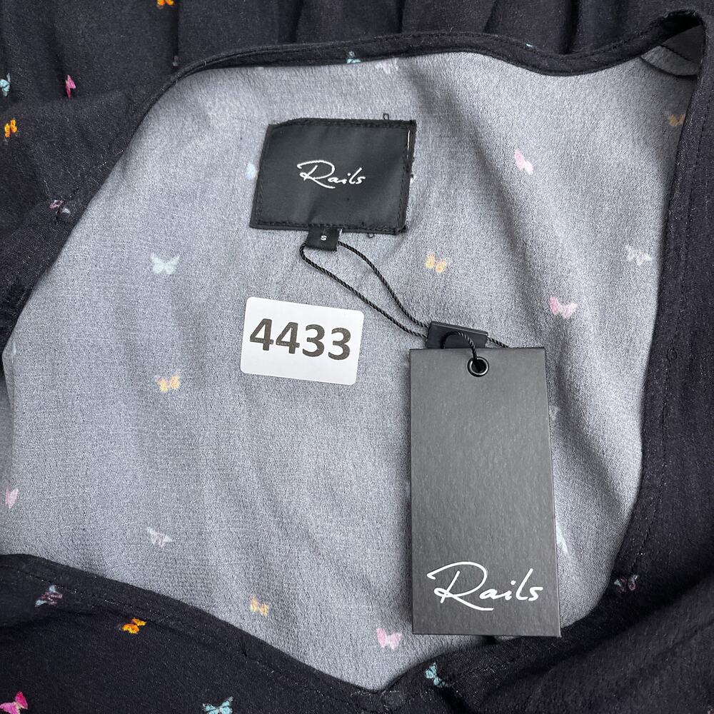 Rails Dress Women S Black Lucca Rainbow Butterfly Print Mini Ruffle Casual NWT - Picture 8 of 11